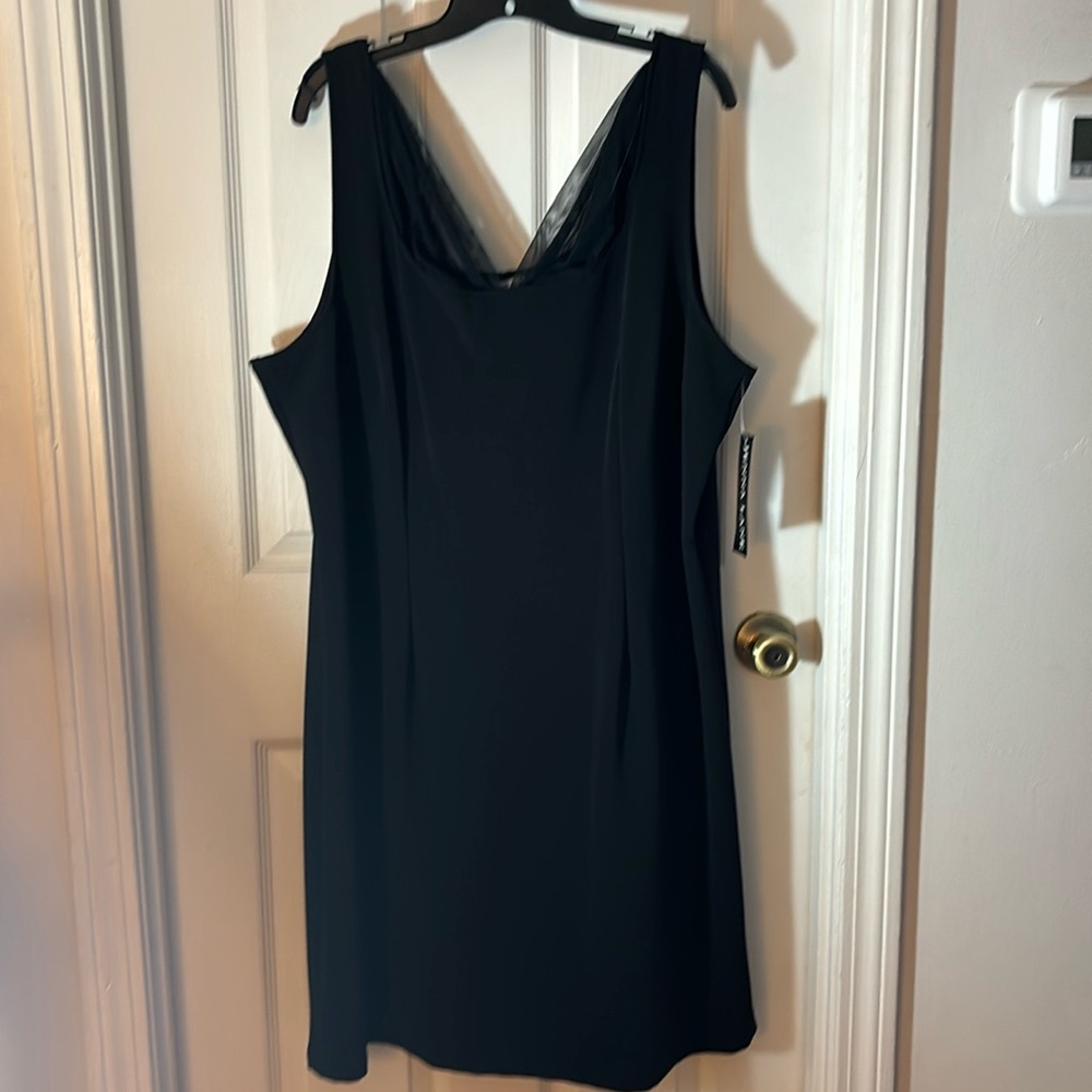Black dress with chiffon detail, size 24